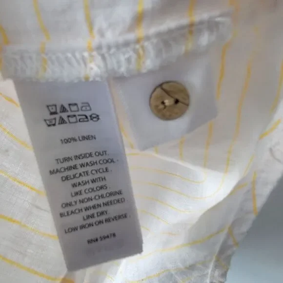 Cynthia Rowley womens 100% Linen Button up Blouse size S Striped boy fit - Picture 8 of 8